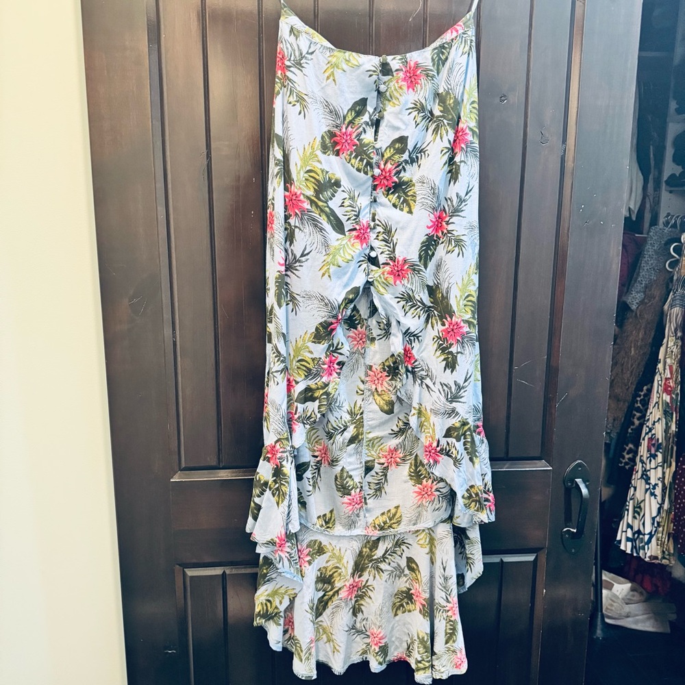 Anthropologie Floral Print Ruffle Skirt